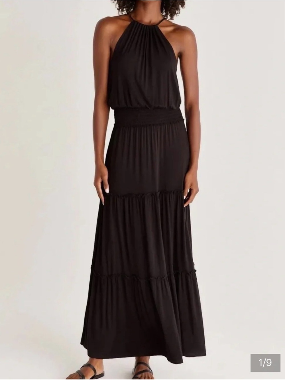 Z Supply Black Halter Tiered Maxi Dress